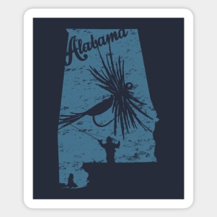 Alabama Distressed Fly Fishing State Map Sticker